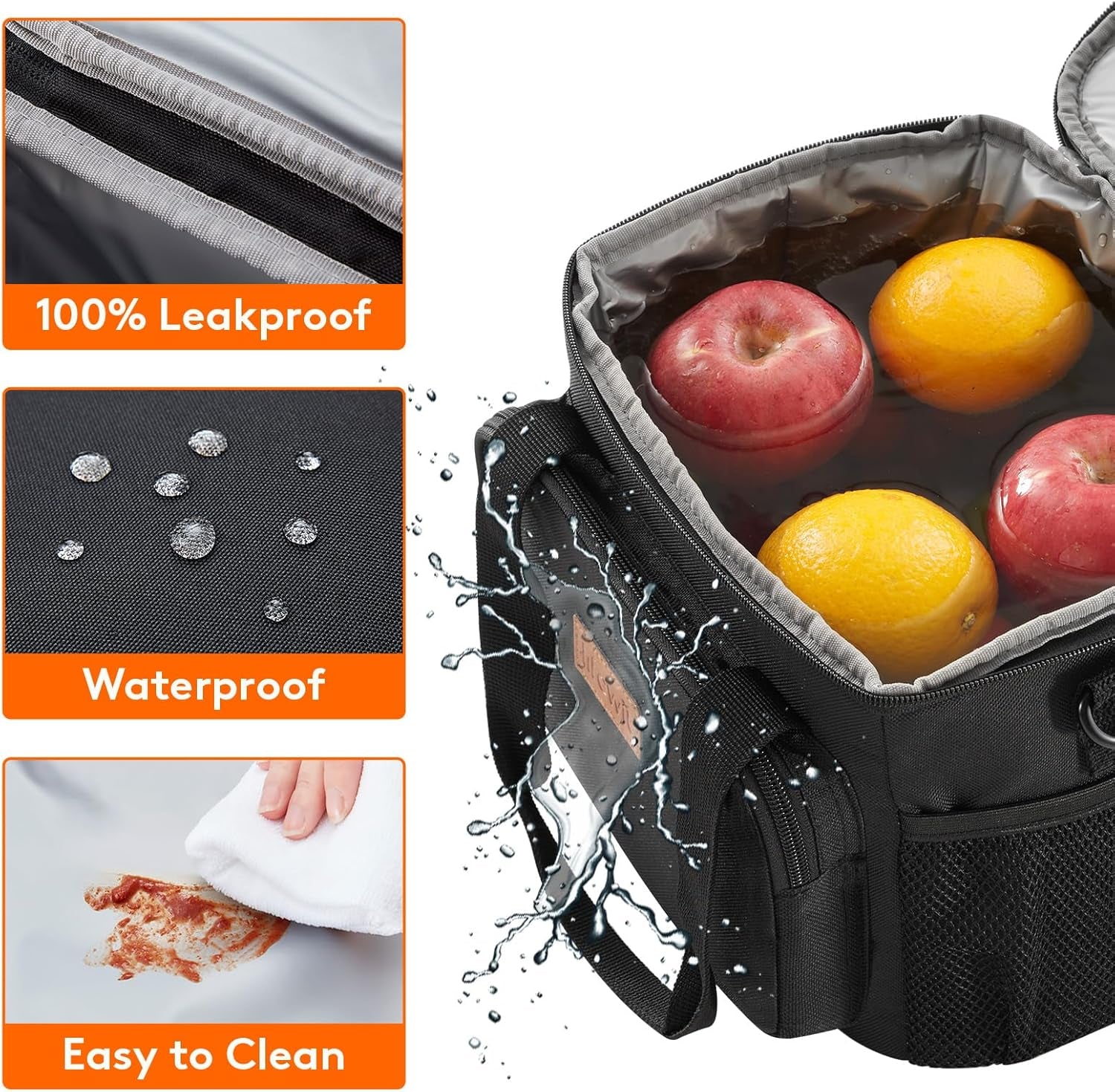 Large Lunch Bag 12-Can (8.5L) Insulated Lunch Box Soft Cooler Cooling Tote for Adult Men Women, Black